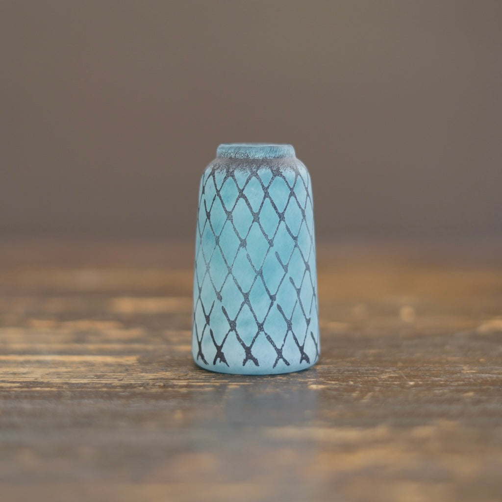 Tall Frosted Blue Brown Mesh Bud Vase #YY15B