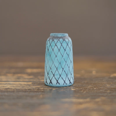 Tall Frosted Blue Brown Mesh Bud Vase #YY15B