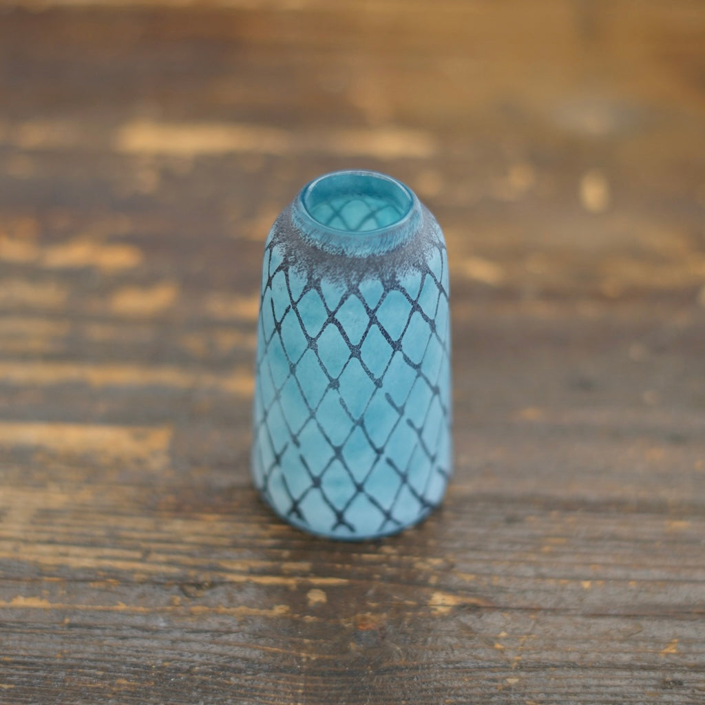 Tall Frosted Blue Brown Mesh Bud Vase #YY15B