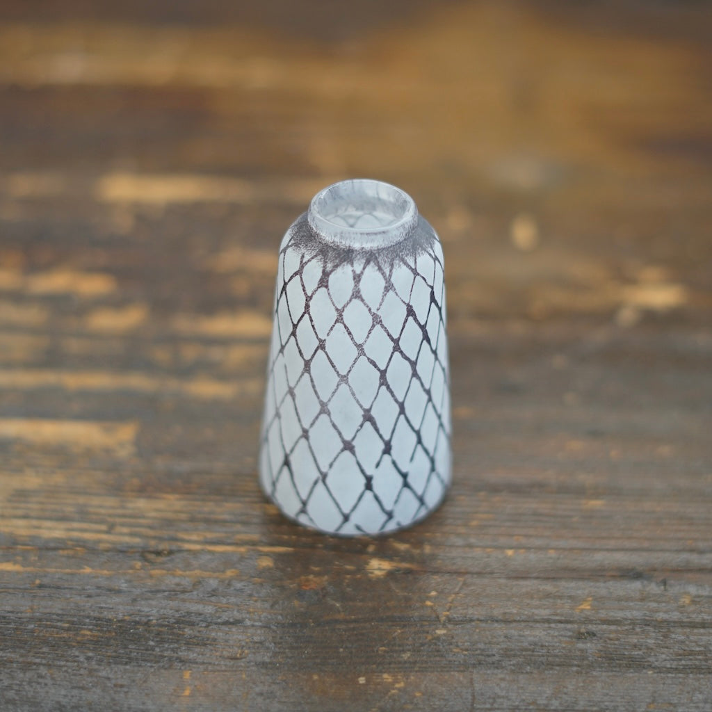 Tall Frosted White Brown Mesh Bud Vase #YY16A