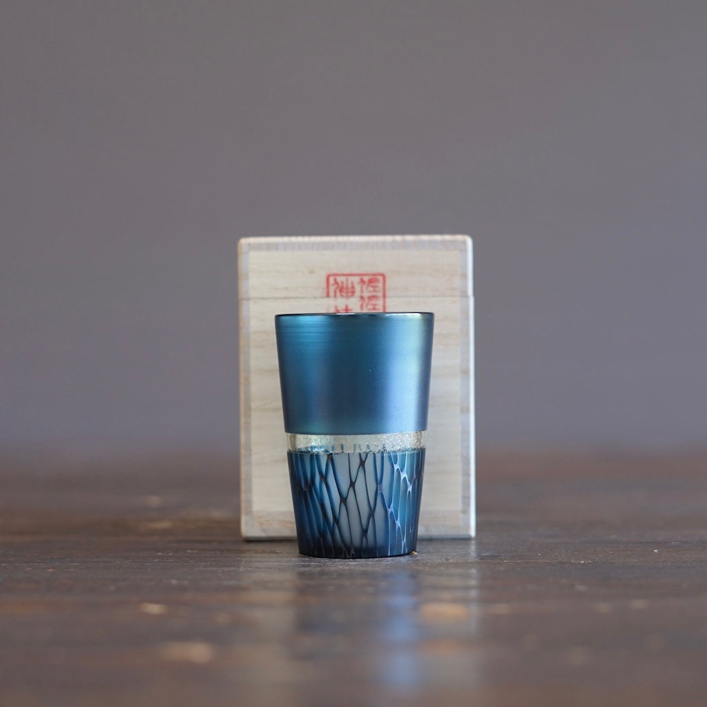 Multifaceted Teal Murrini GUINOMI Sake Cup #NS9