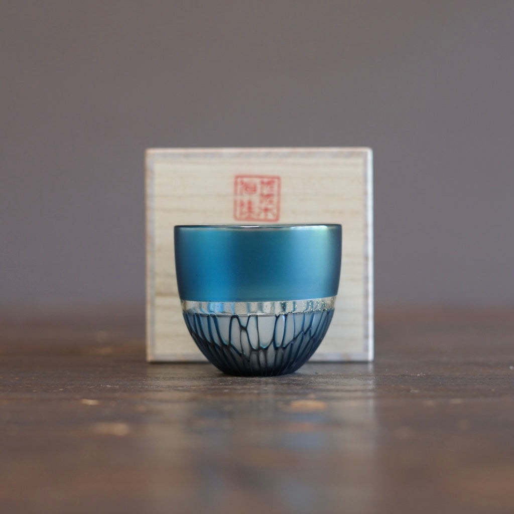 Multifaceted Teal  Murrini GUINOMI Sake Cup #NS10