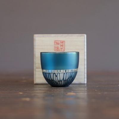 Multifaceted Teal  Murrini GUINOMI Sake Cup #NS10