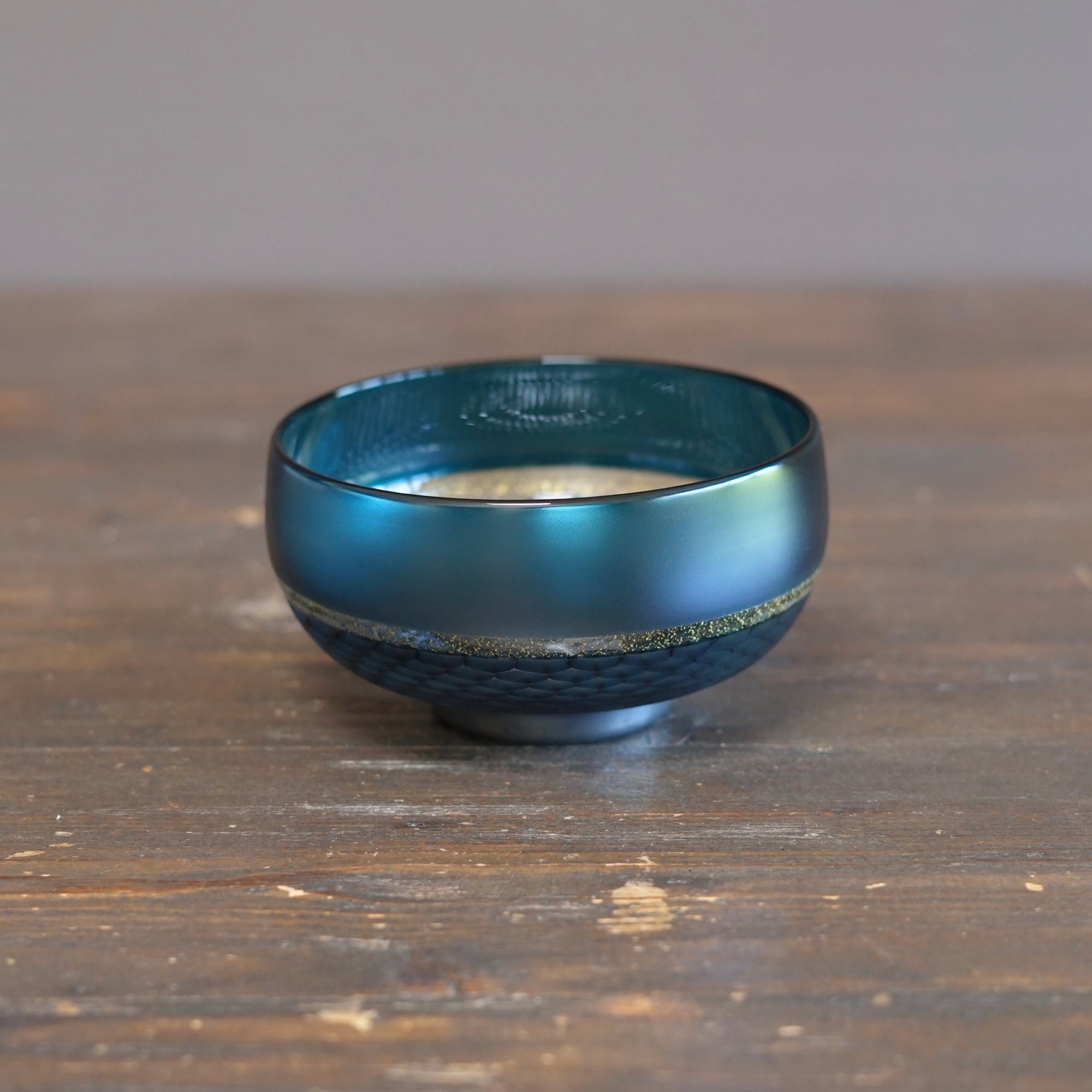 Teal Honeycomb Murrini Tea Ceremony Bowl #NS14