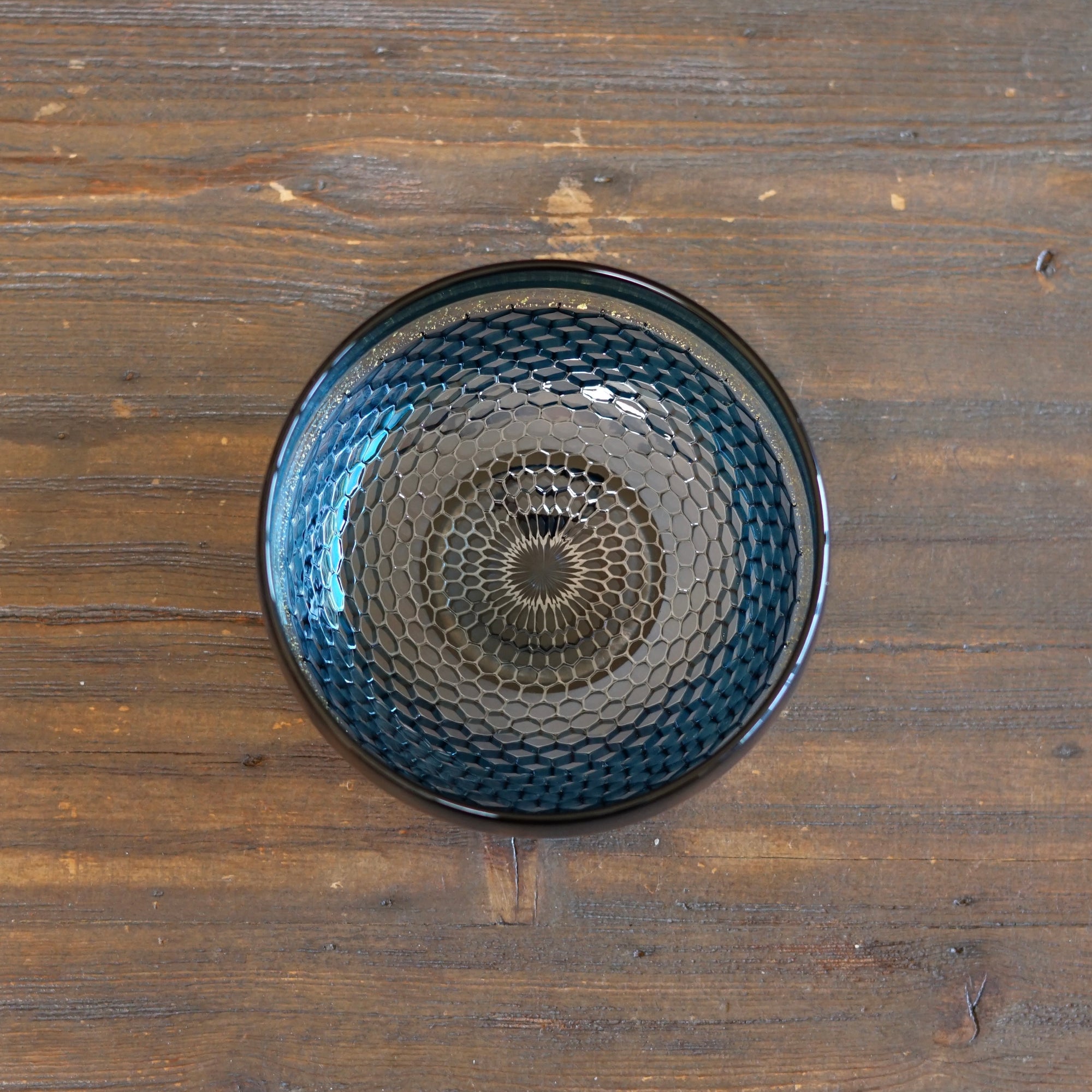 Teal Honeycomb Murrini Tea Ceremony Bowl #NS14