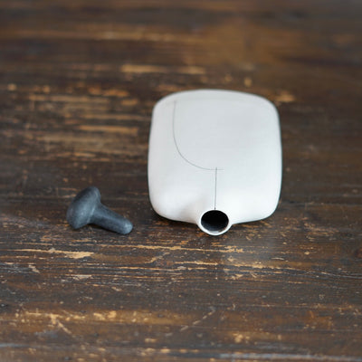 White Bottle Vase with Black Cap #KT131B