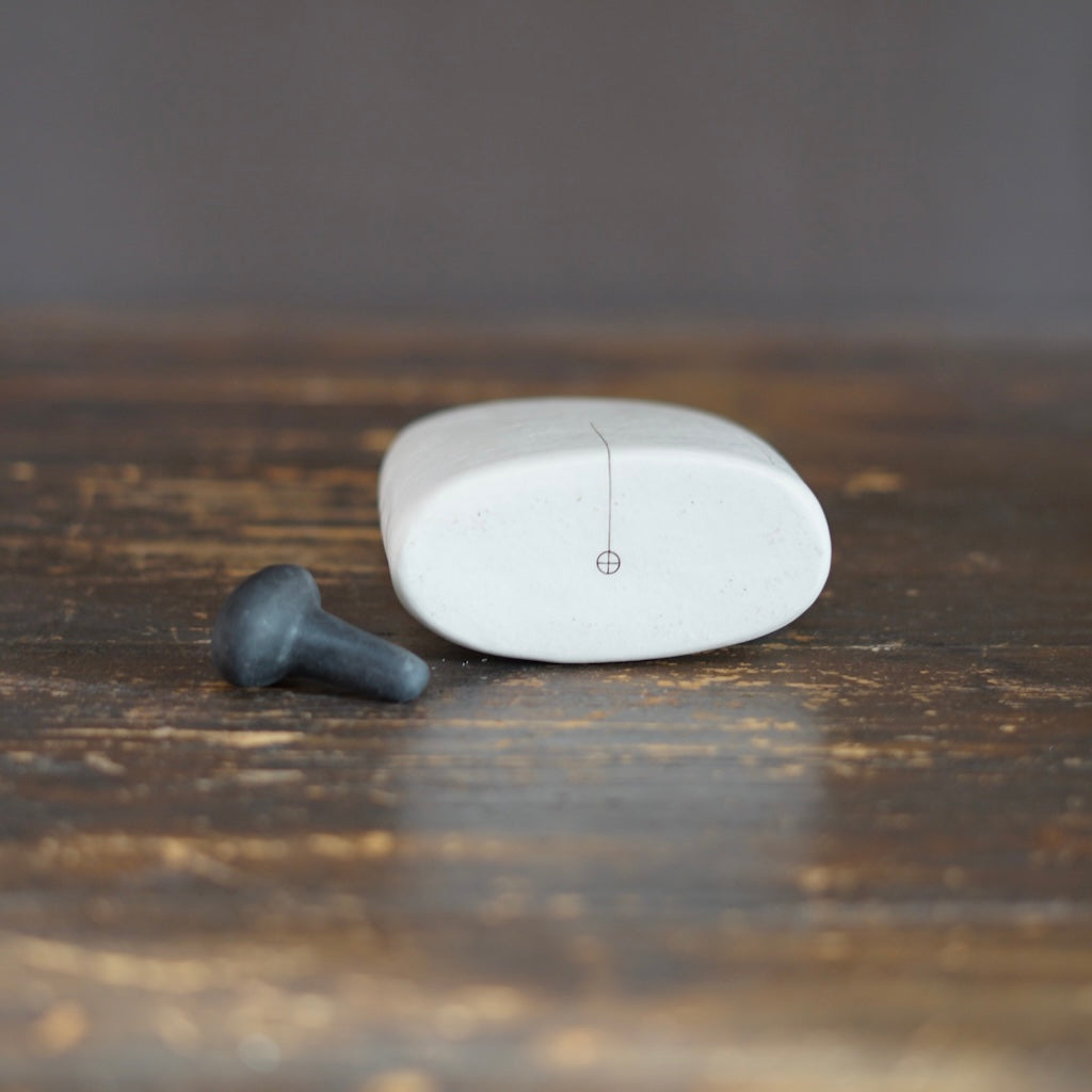 White Bottle Vase with Black Cap #KT131B