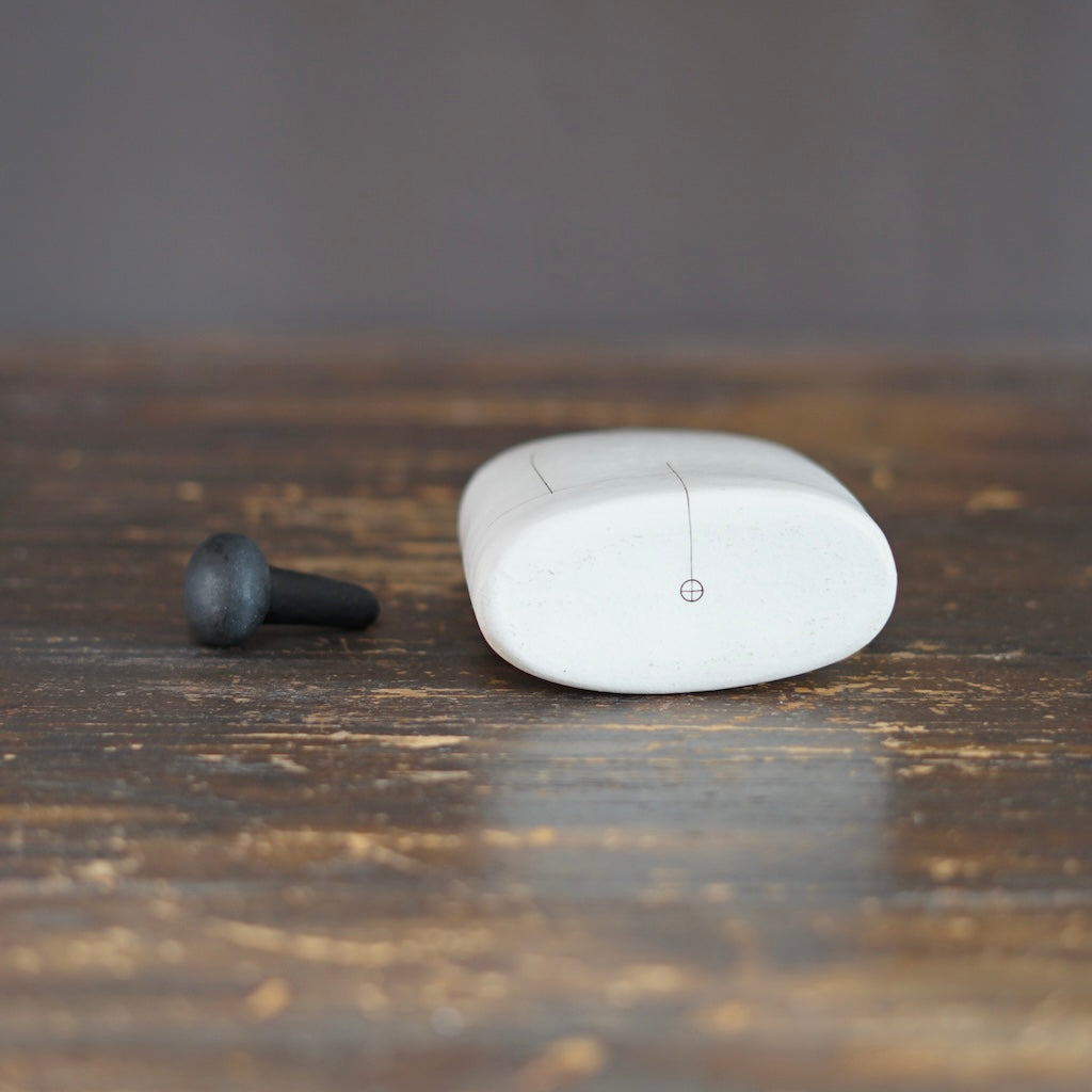 White Bottle Vase with Black Cap #KT131C