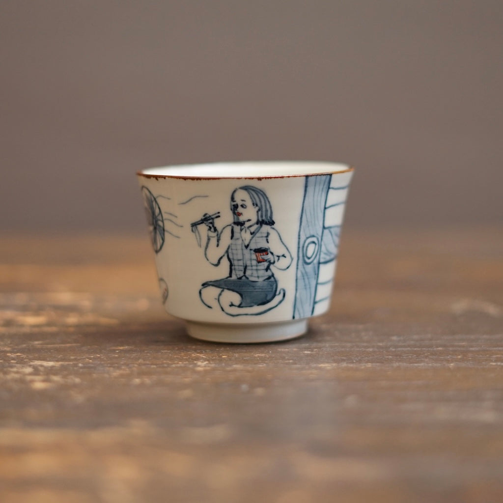 NAGASHI SOUMEN Blue & White Soba Cup #MA156B