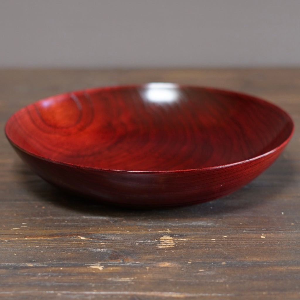Red Japanese Zelkova Lacquer Serving Bowl #F41-3
