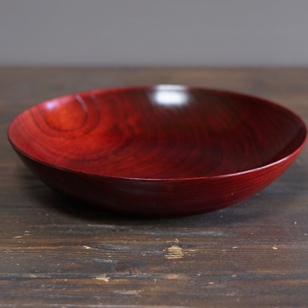 Red Japanese Zelkova Lacquer Serving Bowl #F41-3