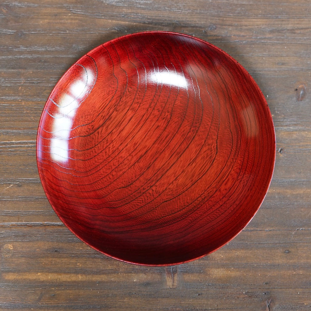 Red Japanese Zelkova Lacquer Serving Bowl #F41-3