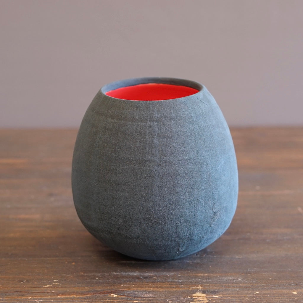 Coal / Red Dino Vase #JT439B