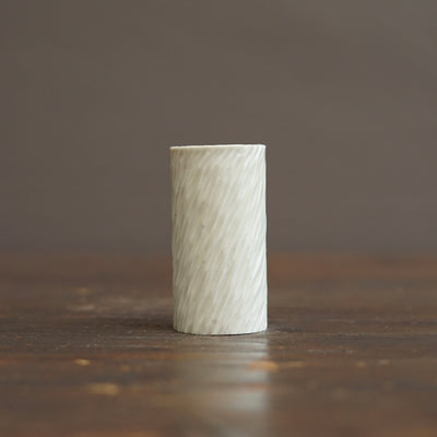 White Carved Sake Cup #LK923A