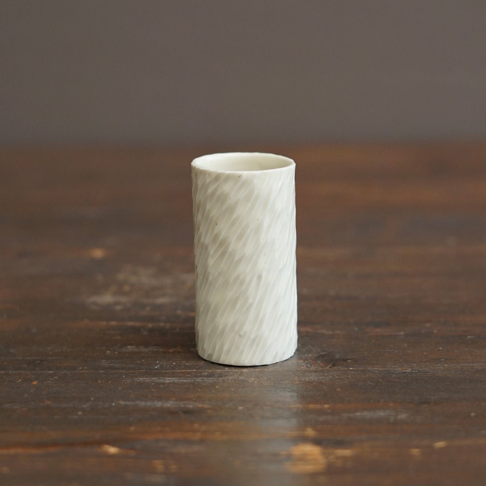 White Carved Sake Cup #LK923B