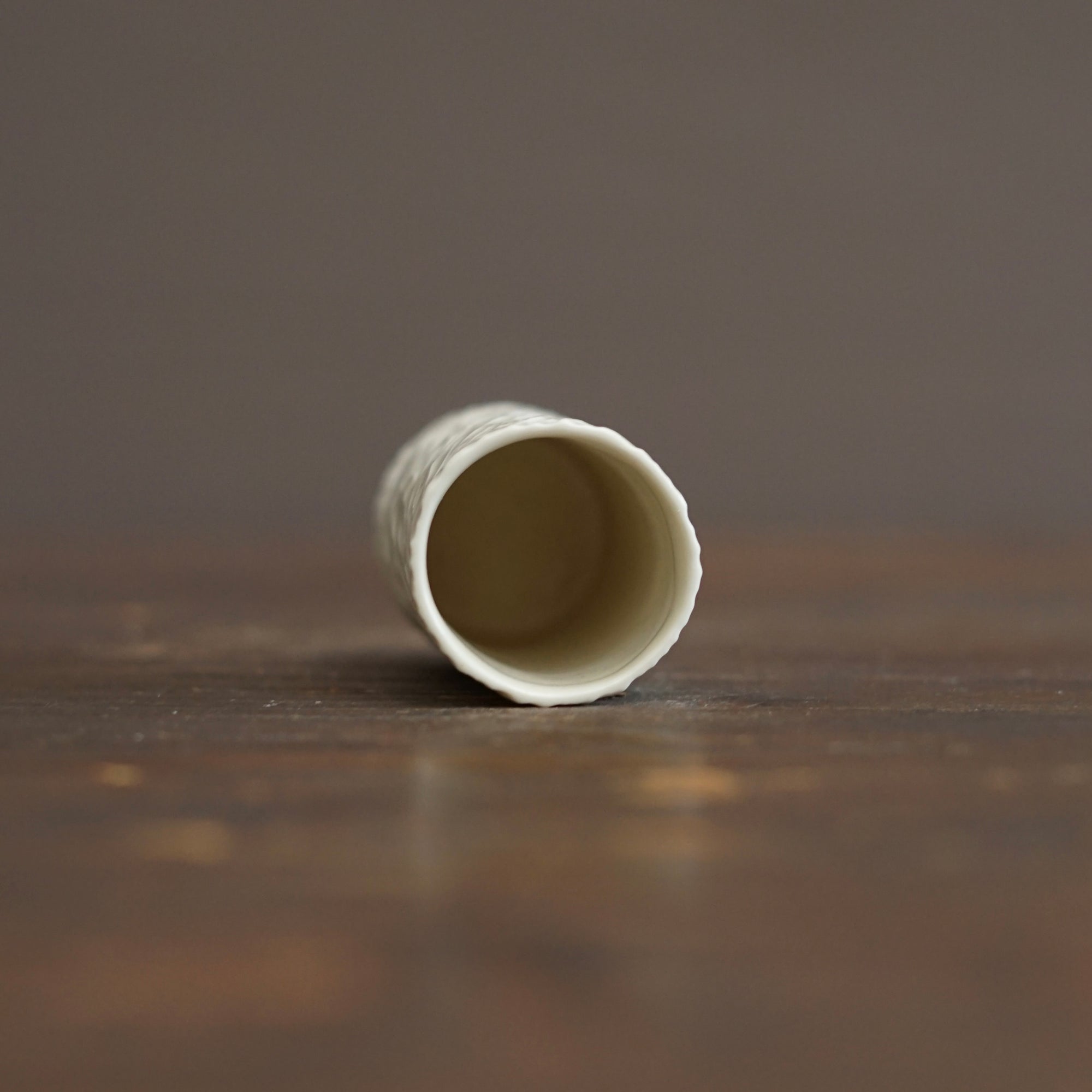 White Carved Sake Cup #LK923B