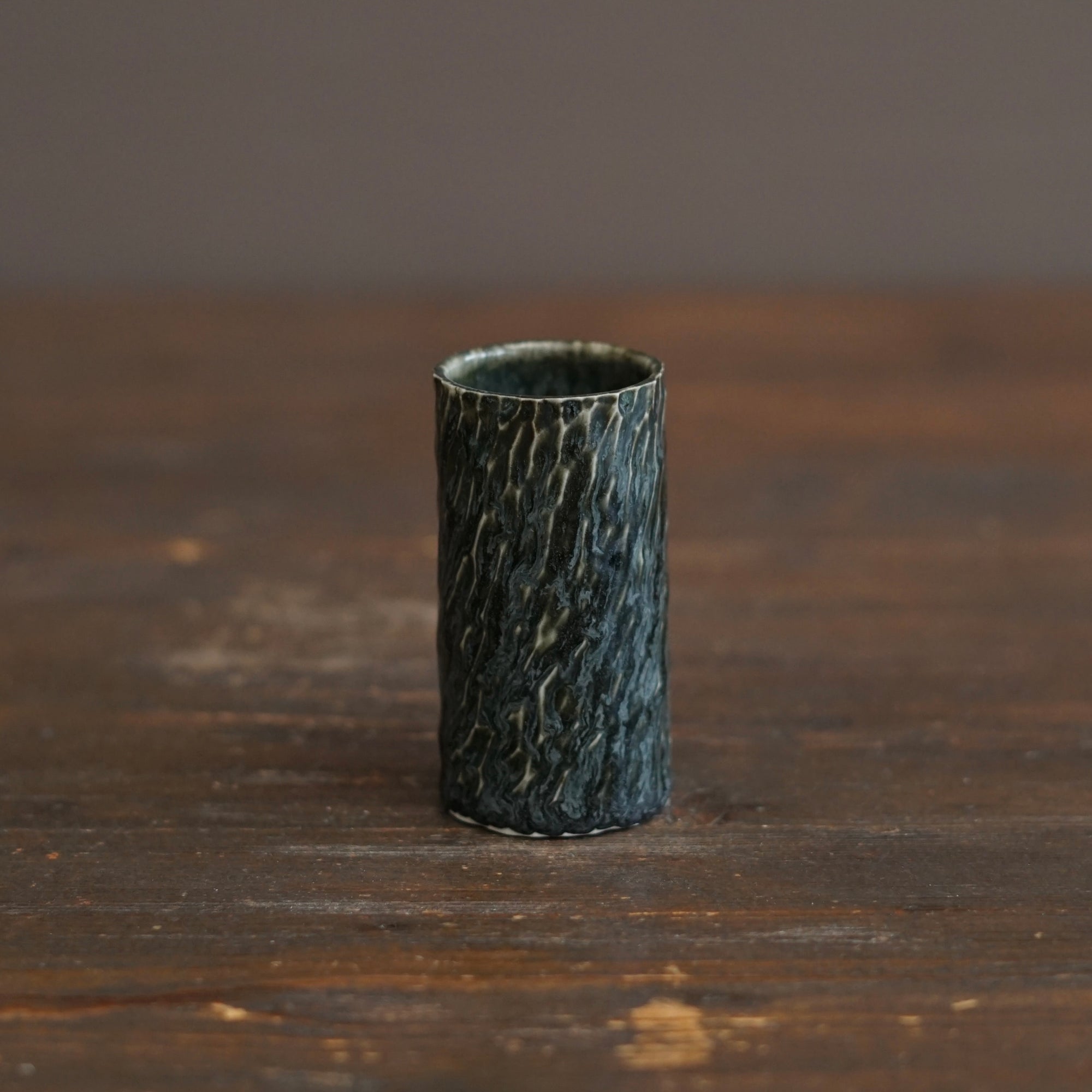 Forest Green Carved Sake Cup #LK923E