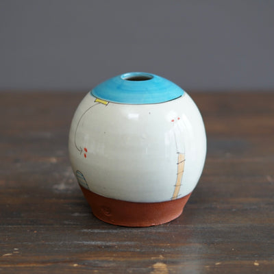 "Schematics" Globe Flower Vase #BB89D