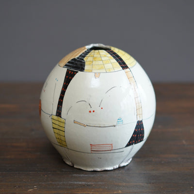 "Schematics" Large Globe Flower Vase #BB58