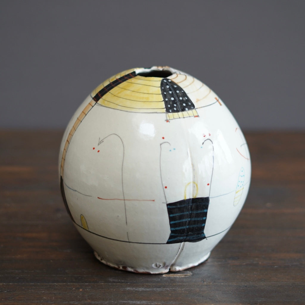 "Schematics" Large Globe Flower Vase #BB58