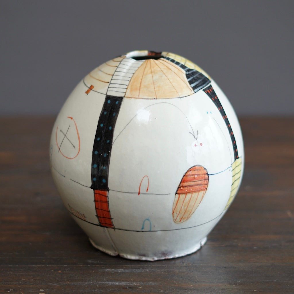 "Schematics" Large Globe Flower Vase #BB58