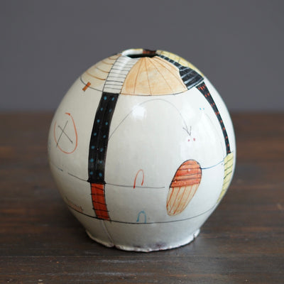 "Schematics" Large Globe Flower Vase #BB58