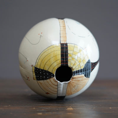 "Schematics" Large Globe Flower Vase #BB58