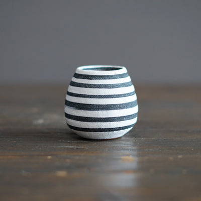 White Stripes / Green Mini Dino Vase #JT426A