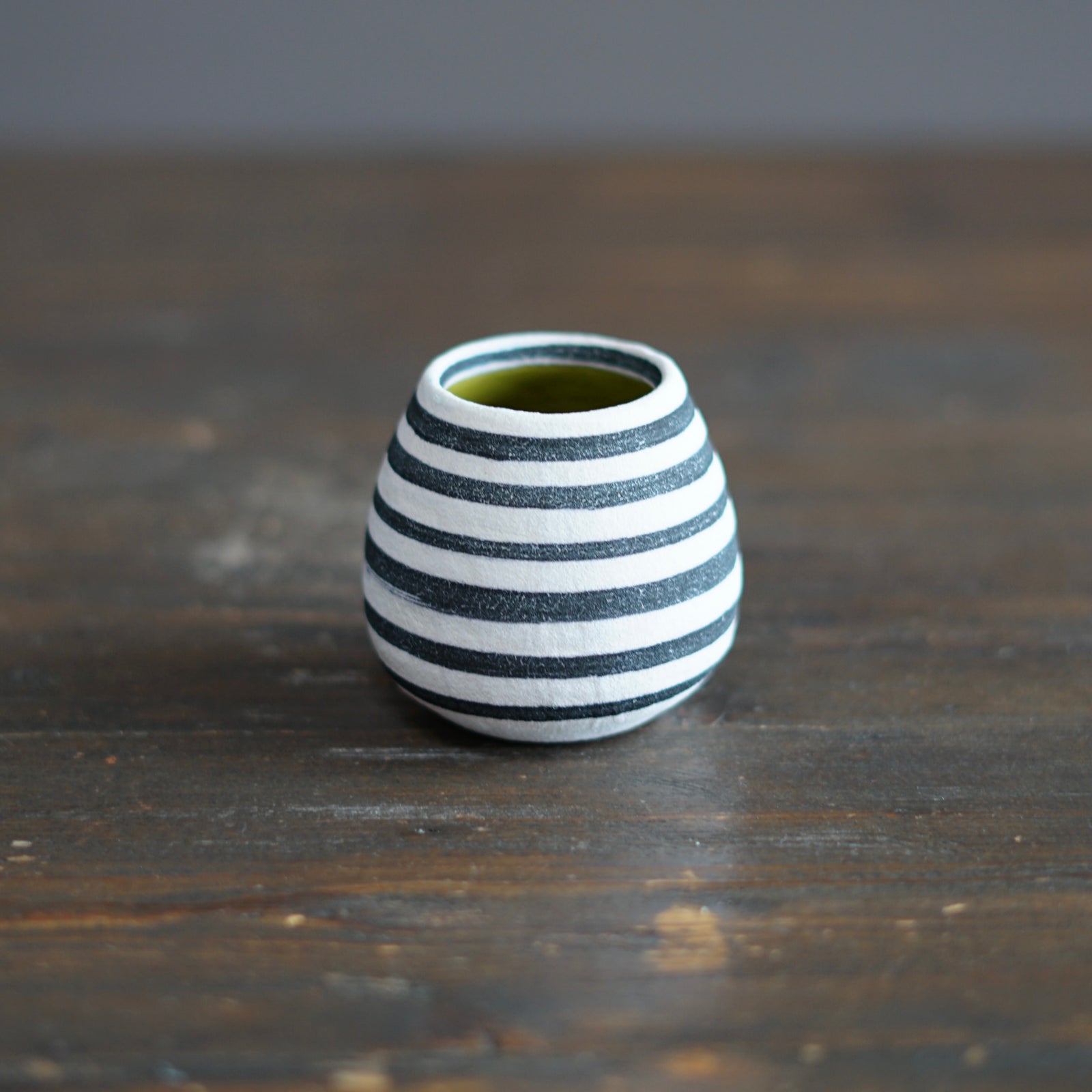White Stripes / Green Mini Dino Vase #JT426A