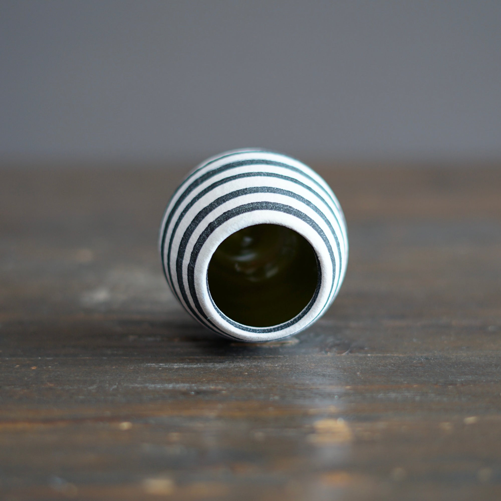 White Stripes / Green Mini Dino Vase #JT426A