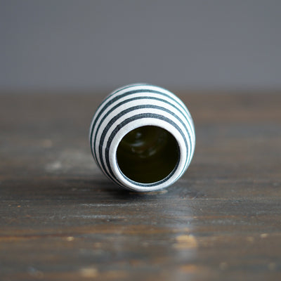 White Stripes / Green Mini Dino Vase #JT426A