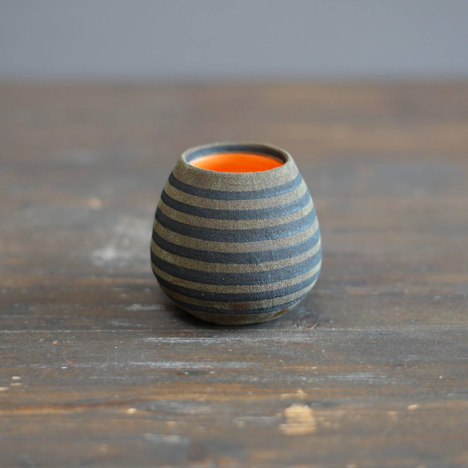 Brown Stripes / Orange Mini Dino Vase #JT426D