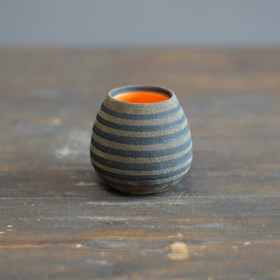 Brown Stripes / Orange Mini Dino Vase #JT426D