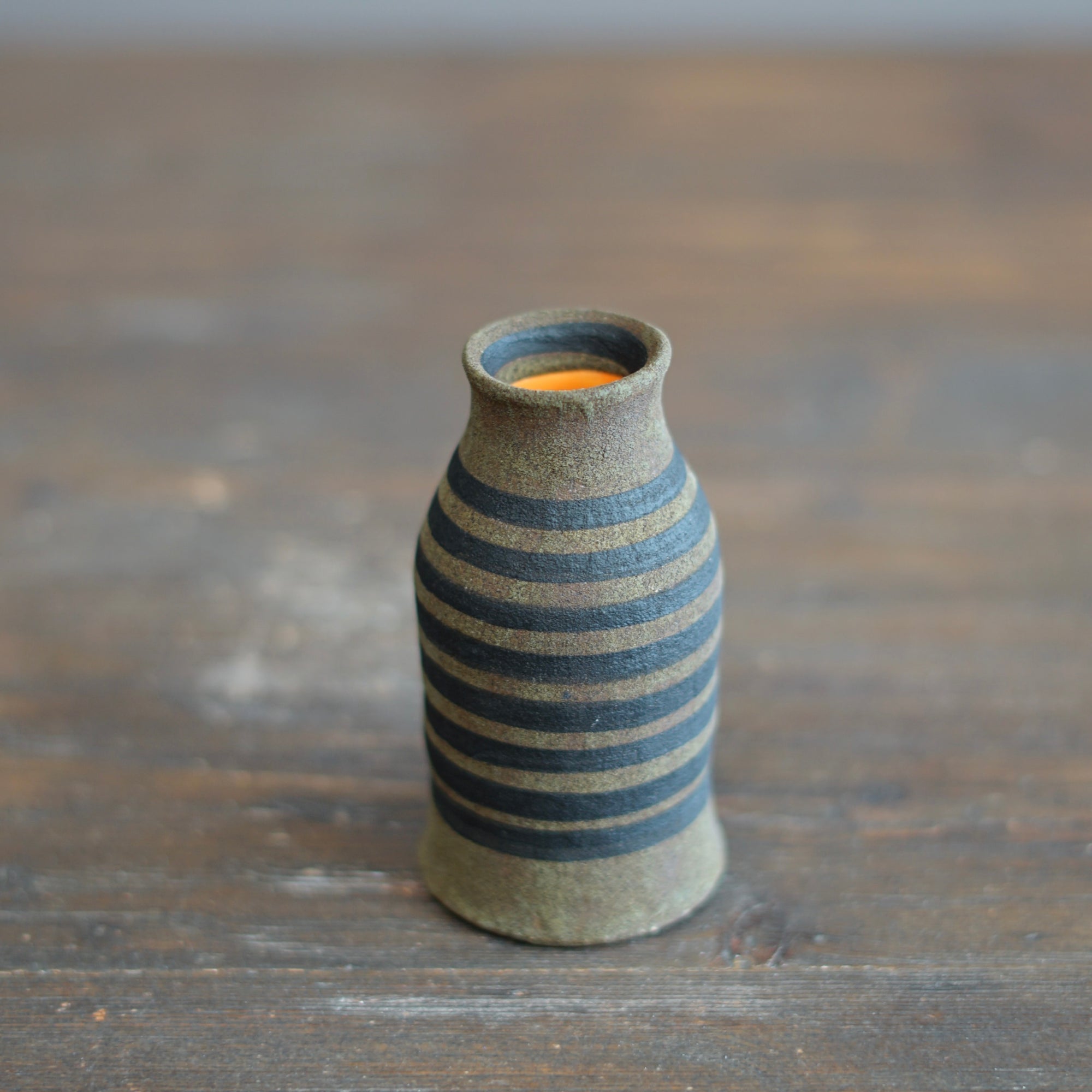 Brown Stripes / Orange Mini Bottle Vase #JT427F