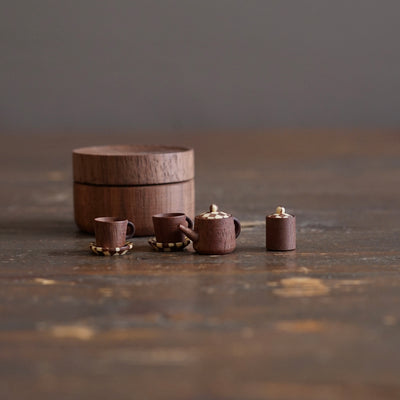YOSEGI Miniature Wester Tea Set "Dark"