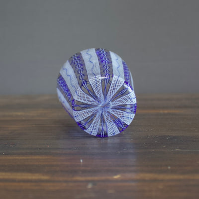 Blue / White Lace Glass Tumbler #U31A