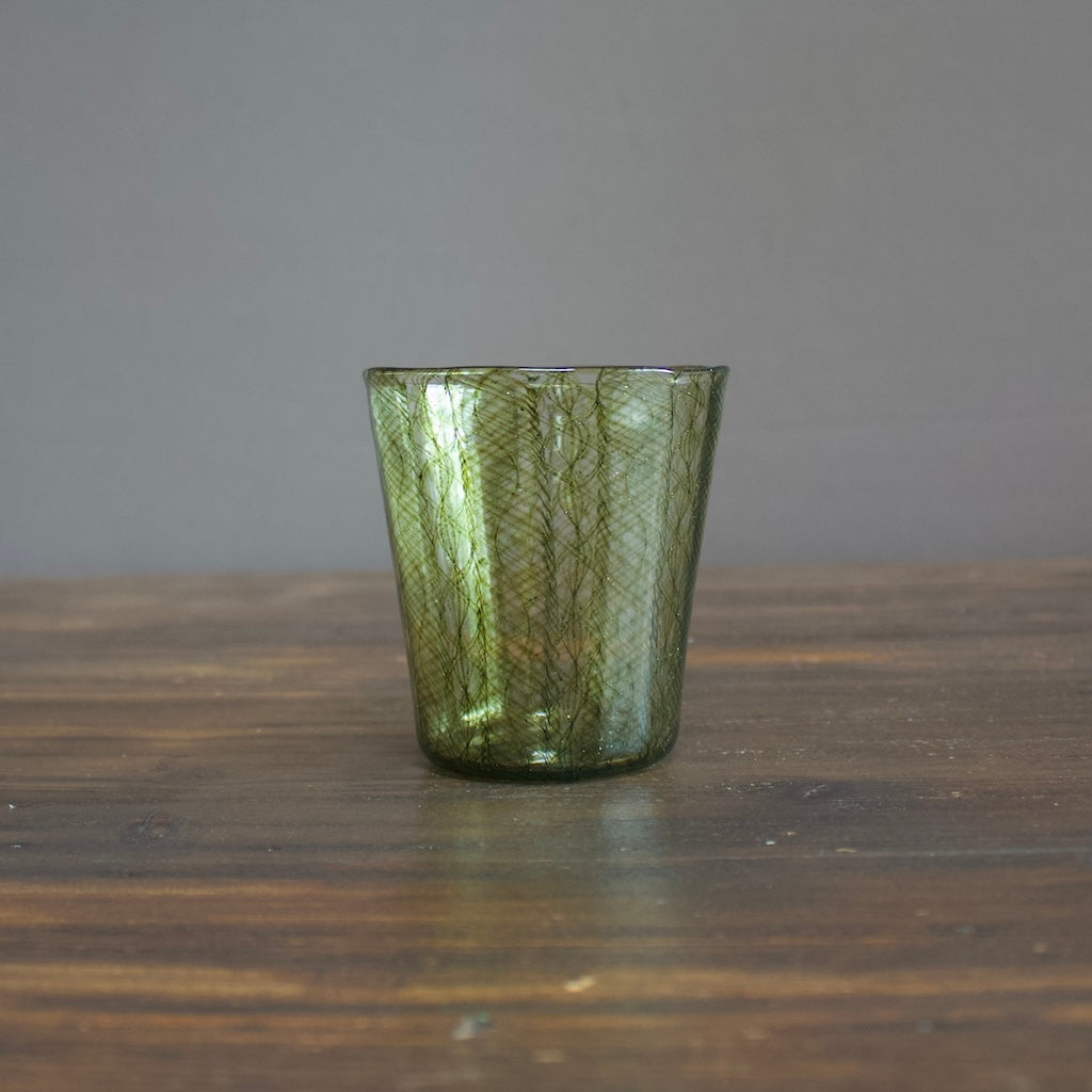 Green Lace Glass Tumbler #U72N