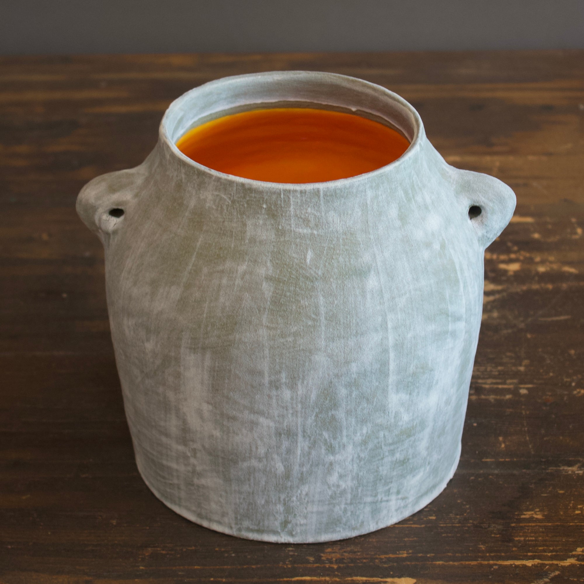 Orange / Gray Jar Flower Vase #JT301