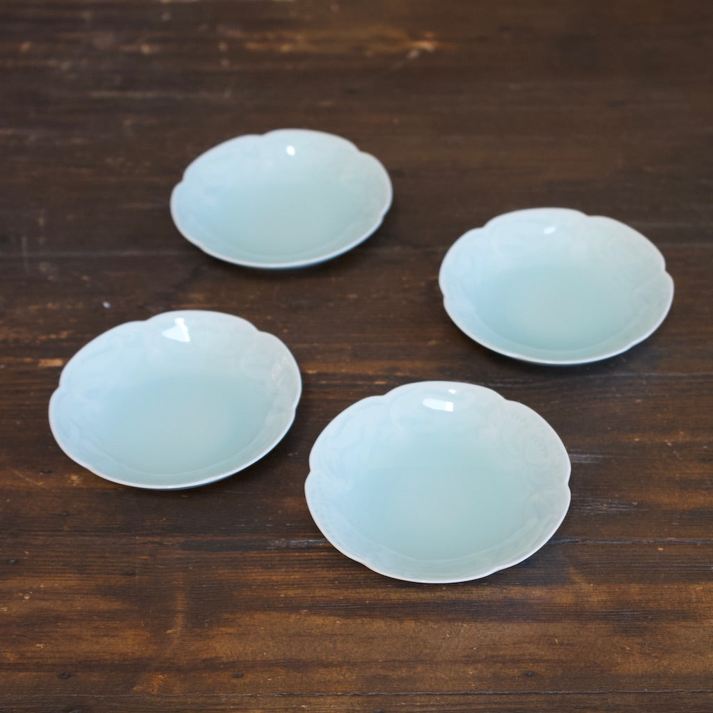 Blue Celadon Arabesque Soy / Condiment Plate set of 4 #SOY5