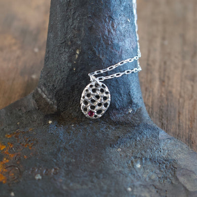 One Size Pendant Sterling Silver with Rhodolite