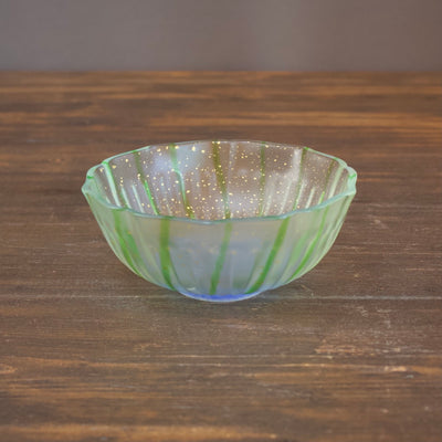 HANAMAI Green / Gold Leaf / Half Gloss Bowl #MZ001