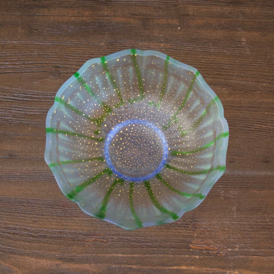 HANAMAI Green / Gold Leaf / Half Gloss Bowl #MZ001