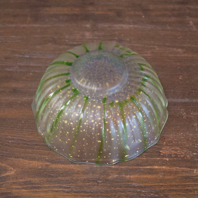 HANAMAI Green / Gold Leaf / Half Gloss Bowl #MZ001