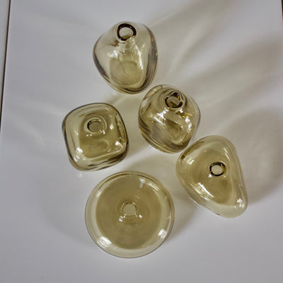 Tan Glass Bud Vases set of 5