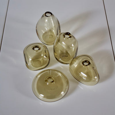 Tan Glass Bud Vases set of 5