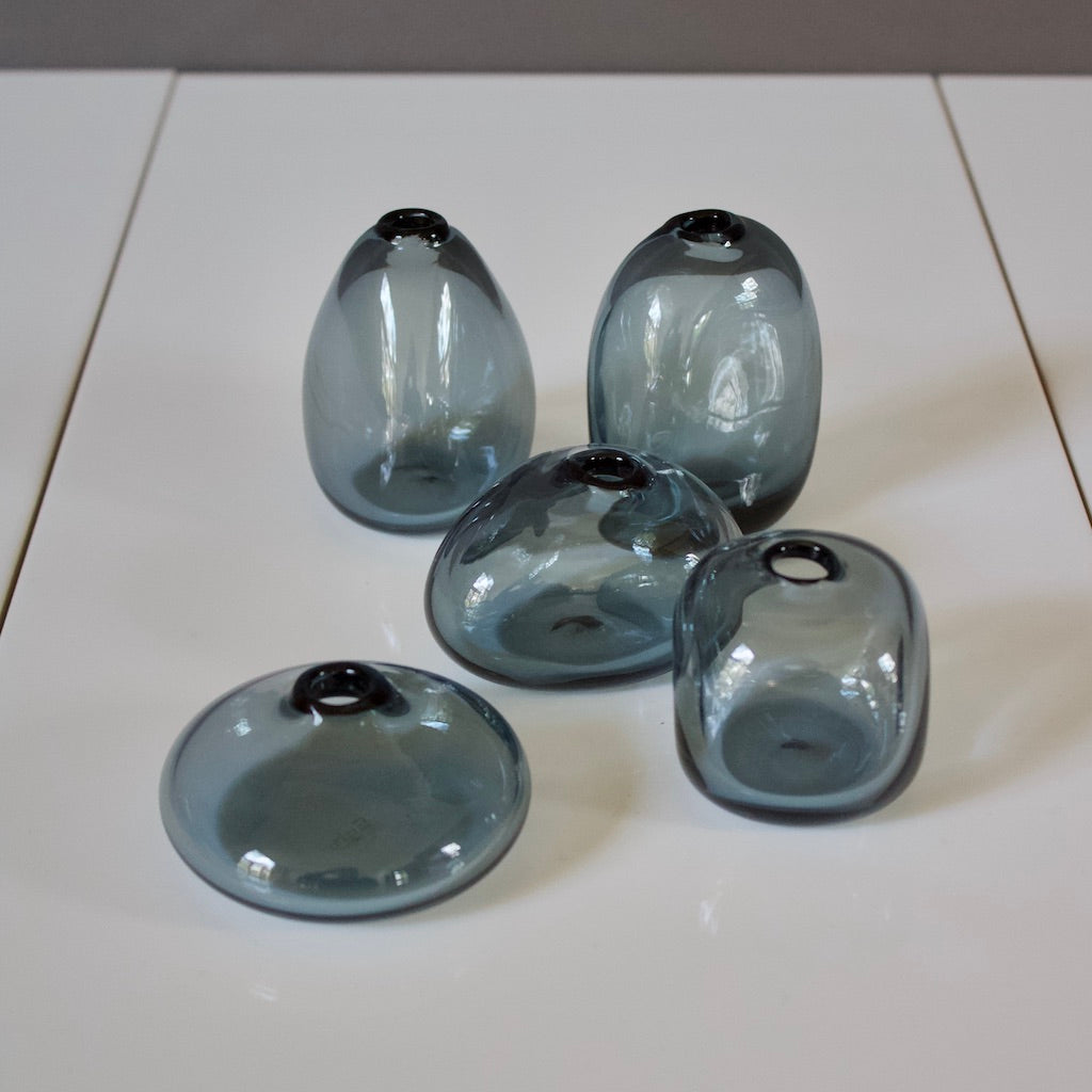 Indigo Blue Glass Bud Vases set of 5
