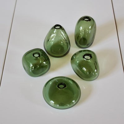 Forest Green Glass Bud Vases set of 5