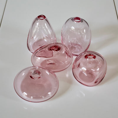 Violet Pink Glass Bud Vases set of 5