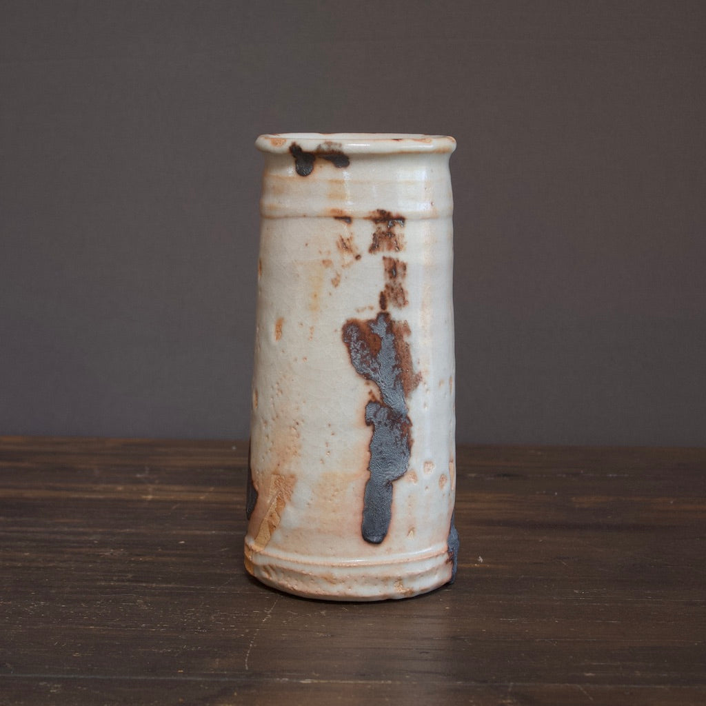Shino Cylinder Flower Vase #NN169 by Shu Suzuki